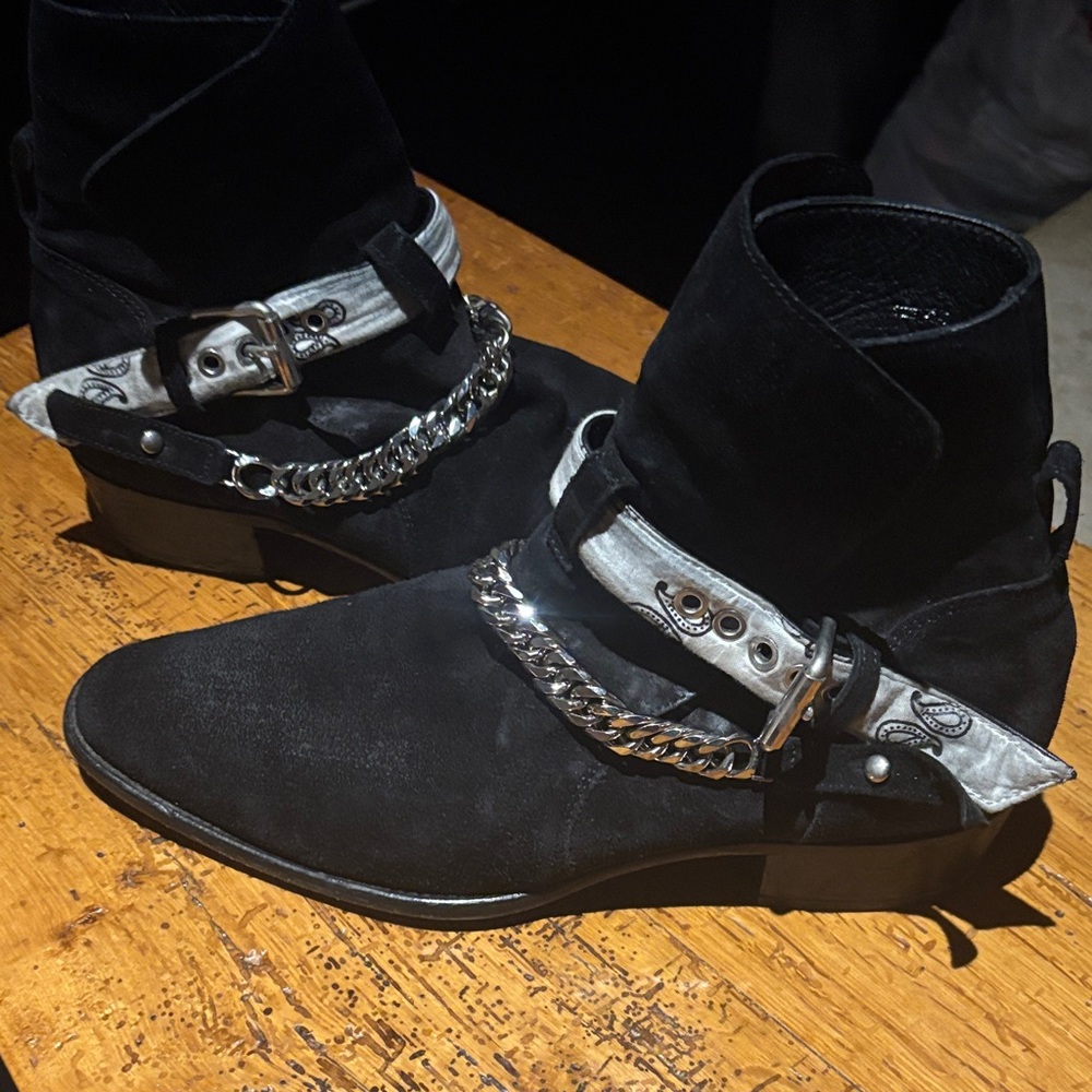 Staple Amiri Chain bandana Boots black with white strap. size 44 (EU) 11 (us)